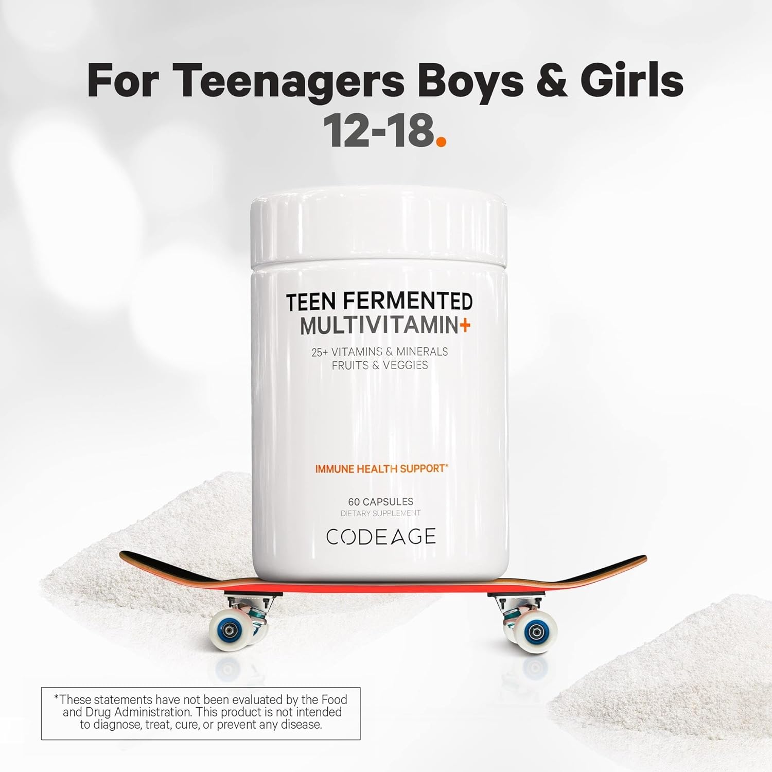 Codeage Teen’s Daily Multivitamin Supplement, 25+ Vitamins & Minerals for Teenage Boys & Girls, Vitamin A, B 60 Ct (pack of 1)